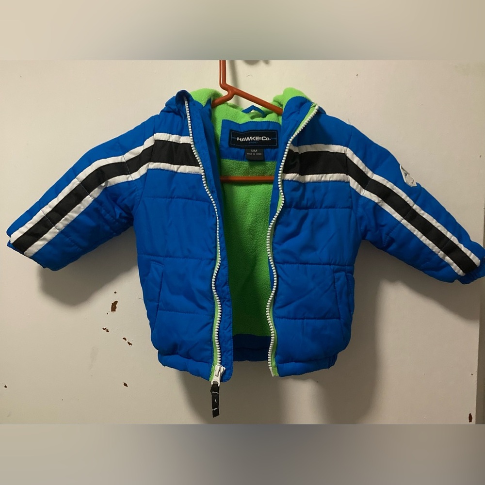 Hawke & Co Blue Baby Boy Jacket with Green Interior for 12 months old